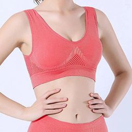 Yoga Outfit Women Bra Hollow Out Removable Pads Solid Colour Seamless Japanese Korean Style Wire Free U Back Vest Brassiere For Daily Wear