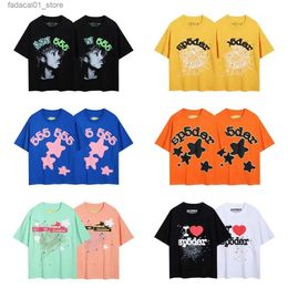 Men's T-Shirts shirt spider designer t 2024 summer for men and women graphic tee clothing 555 tshirt pink black white Young Thug 55555Q2404252