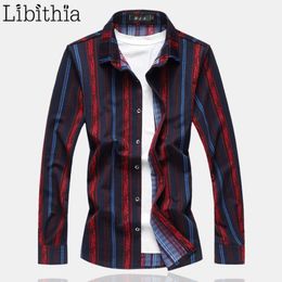 Mens Striped Cotton Dress Shirts Fashion Casual Long Sleeve Blouse Loose Shirt For Men Big Size 5XL 6XL 7XL Red Yellow F012252u