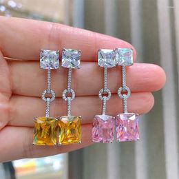 Dangle Earrings Charms Pink Crystal Tassel Pendant Luxurious Topaz Women Luxury Fashion Vintage Jewellery Gift For Mom Dress Accessories