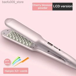 Curling Irons Fluffy corn curl iron flat iron curl copper LCD display wave curl iron curl electric curl hair brush styling tool Q240425