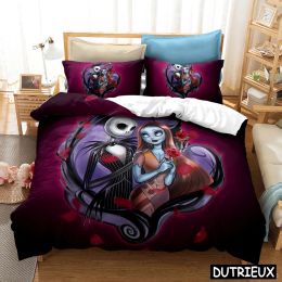 sets The Nightmare Before Christmas Duvet Cover Set 3D Cartoon Printed Bedding Set Queen King Size Comforter Cover Pillowcase Set