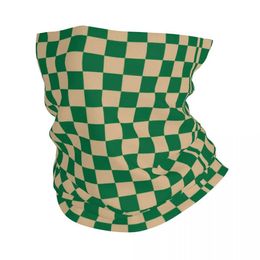 Fashion Face Masks Neck Gaiter Tan Brown And Cadmium Green Checkerboard Bandana Neck Gaiter Printed Chequered Balaclavas Wrap Scarf Headband Ridi Y2404259NL