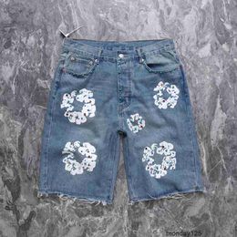 Mens Luxury Designer Shorts Jeans Men Jean Flower Diamond Denim Shortpants Slim Street Hip Hop Y01O