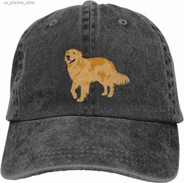 Ball Caps Golden haired dog adjustable baseball cap denim ball cap cotton washed fashionable suitable for women Q240425