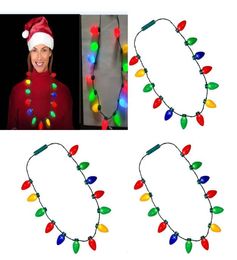 13 Bulb LED Flashing Necklace Light Bulbs Flashlight Luminous Christmas Decorations Charm Party Favor Gift Supplies 100pcs DHL SHI9843665