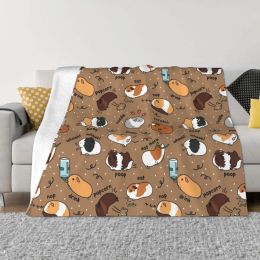 sets Kawaii Guinea Pig Animal Flannel Throw Blankets Blankets for Bedding Bedroom Super Warm Plush Thin Quilt