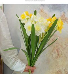 Decorative Flowers Simulated Daffodil Wedding Pography Decoration Props Home Living Room Office Artificial Flower Arrangement Accessories