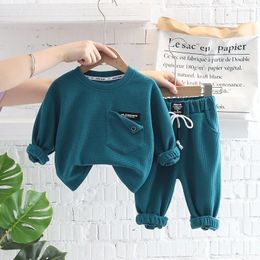 Clothing Sets 2024 Spring Autumn Children Clothes Baby Boys Cotton Solid Sweatshirt Pants 2Pcs Set Toddler Fashion Costume Kids Tracksuits