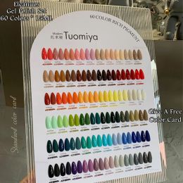 Kits Eleanuos New 60 Colour Gel Nail Polish Set Semi Permanent Gel Varnish Primer UV LED Immersion Polishing Nail Art Gel Salon 15ML