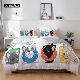 sets 3D Dog Bedding Set Cute French Bulldog Puppy Duvet Cover Sets Cartoon Bed Cover Pet Animals Home Textiles Queen 2/3Pcs King Full