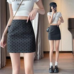 Skirts Sexy Wrapped Women 2024 High Waist Polka-dot Summer Streetwear Korean Style Anti-emptied Mini Skirt Sweet Drop