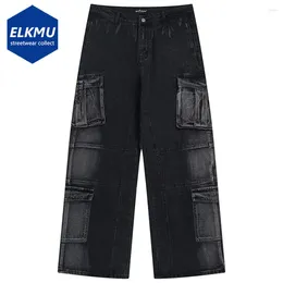 Men's Jeans Vintage Loose Cargo Black Baggy Denim Pants Men Streetwear Hip Hop Trousers Y2K Unisex Retro