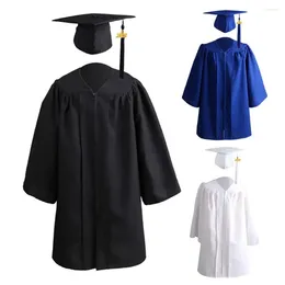 Clothing Sets 2Pcs/Set Graduation Gown Long Sleeve Zipper Closure Loose Children School 2024 Cap Suit For Ceremony
