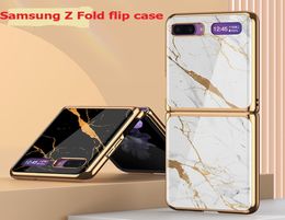 Luxury Pattern Tempered Glass Fold Case For Samsung Galaxy Z Flip 9D Hard Protective Cover For Samsung Z flip F7000 F700F7195697