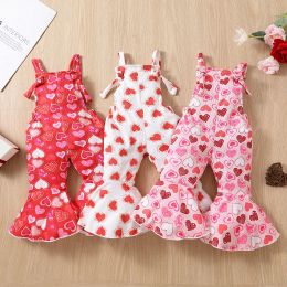 One-Pieces ma&baby 6m4Y Valentine's Day Toddler Kid Baby Girl Jumpsuit Overall Heart Print Sleeveless Ruffle Romper Summer Clothes D01