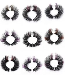 Colored False Eyelashes 3D Fluffy Faux Mink Color Eye Lashes Strip Wipsy Multicolored Fake Lash for Daily Christmas Cosplay Party 7750715