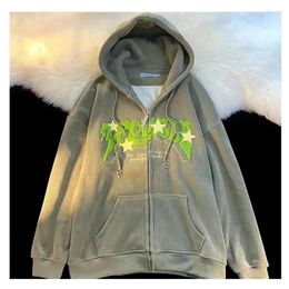 Women's Hoodies Embroidered Cardigan Men's And Women Jackets Spring Autumn Loose Street Zipper Long Sleeve Hooded Couples Sweatershirt Tide