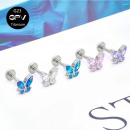 Stud Earrings Titanium G23 Butterfly Inset 5 Colors Horse Eye ZC Fashion Women's Banquet Luxury Ear Bone Piercing Jewelry