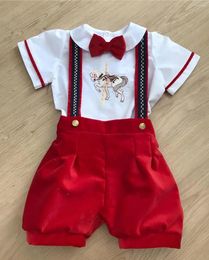 Clothing Sets Baby Boy Set Autumn Winter Red Blue Velvet Horse Embroidery Vintage For Eid Causal