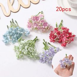 Decorative Flowers 20pcs Multicolor Fake Mini Microfiber Scrapbook Artificial Hydrangea For Wreath Wedding