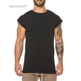 Men's T-Shirts Summer Cotton Short Sleeve T Shirt Men Outdoor Jogging Leisure Breathable Gym T-Shirt Running Sports Muscle Training Tees TopsL2404