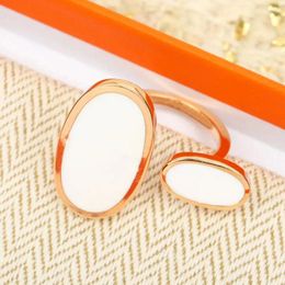 Cluster Rings Europe America Designer Top Quality Rose Gold Open White Ring Woman Luxury Jewelry Brand Fine Gift Trend