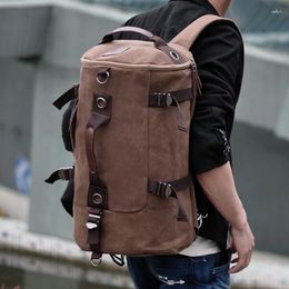 Backpack Men's Waterproof Wear-resistant Canvas PU Multi-functional Business Outdoor Commuter Travel