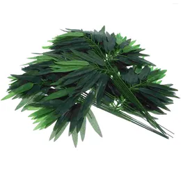 Decorative Flowers Artificial Green Bamboo Leaves Fake Plants Greenery For Home El Office Party Decoration