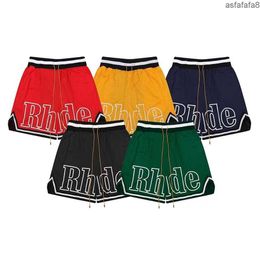 Designer Shorts Rhude Mens Mesh Short Summer Fashion Beach Elastic Band Pants Men High Quality Street Wear Red Blue Black Purple Pants 8NCT