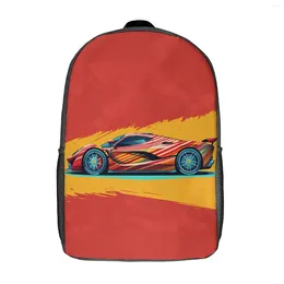 Backpack Passionate Sports Car Boy Multicolored Retro Lightweight Backpacks Polyester Casual School Bags Outdoor Custom Rucksack