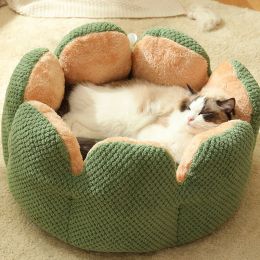 Mats Round Cat Nest Flower Basket, Thick, Warm, Pet Basket, Cosy Kitten, Fluffy Dog Bed, KittenPuppy Cushion, Washable, Small, Medium