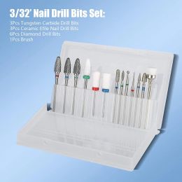 Bits 13PC Nail Polish Head Milling Cutter Set, Used for Nail Beauty Deburring Gel Dead Skin, Automatic Polishing Machine Accessories