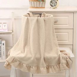 Blankets Swaddling 100% Organic Cotton Baby Wrap Gauze Ruffle Baby Blanket