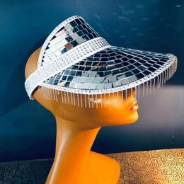 Visors Glitter Disco Decor Hats With Retractable Mirror Glass Cap Stunning Ball