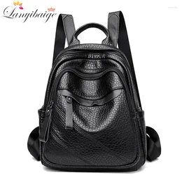 School Bags Women Large Capacity Backpack High Quality Leather Female Vintage Bag Travel Bagpack Ladies Bookbag Rucksack Purses