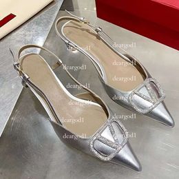 with Box Vltn Shoes Women Shoes Designer Sandals Slippers High Heels Shoes Brand Buckle 4cm 6cm 8cm 10cm Thin Heels Pointed Toe Black Nude Red Bottoms Shoes 61