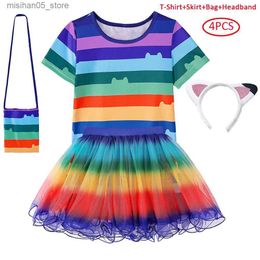 Clothing Sets Gabby Dollhouse T-shirt+Ski+Bag Set Childrens Summer Girl Gabby Cat Carnival Role Playing Costume Birthday Party Costume 4-10 Y Q240425