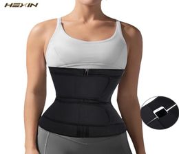 HEXIN Latex Body Shaper Waist Trainer 7 Steel Bones Trimmer Corset Double Waist Belt Cincher Zip Clip Workout Shapewear Slimming Y5367302