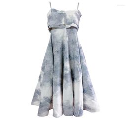 Casual Dresses 100.00kg Export Oversize Women's Clothing Amazon Fashion Wind Strap Ink Painting Dress Cardigan Slim Looking