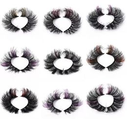 Colored False Eyelashes 3D Fluffy Faux Mink Color Eye Lashes Strip Wipsy Multicolored Fake Lash for Daily Christmas Cosplay Party 4153637