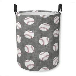 Laundry Bags Dirty Basket Clothes Organizer Foldable Storage Bucket Bathroom Waterproof Clothing Baseballs-grey