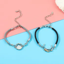 Link Bracelets Bracelet For Women Men Handmade Braided Thread Rope Bohemian & Moon Charm Couples Gift 634D