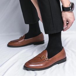 Casual Shoes Spring Men Leather Loafers Fashion Slip-on Wedding Business Formal Size 38-47 Non-slip