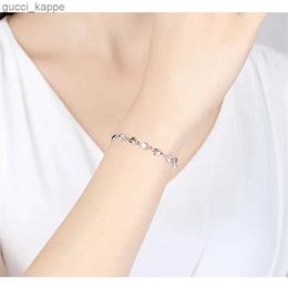 Chain 925 Sterling Silver Zircon Lovers Heart Shaped Bracelets Crystals For Women Valentines Gift Wedding Party Noble Jewellery