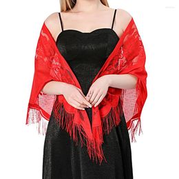 Scarves Fashion Solid Lace Triangle Scarf Hollow Female Summer Shawls Mesh Tassel StolesWedding Evening Dress Cloak Sunscreen Shawl