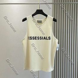 Designer Essentialsshirt T Shirt Tee Mens Tank Top Trend Brand Three-dimensional Lettering Pure Cotton Casual Loose High Street Sleeveless Vest Top EU Size S-xl 708