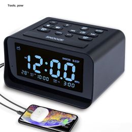 Clocks Digital Alarm Clock Radio with USB Charging Port Electric Clock Brightness Dimmer Adjustable Alarm Volume FM Sleep Timer Speaker