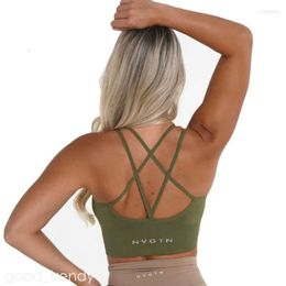 NVGTN T Shirt Seamless Flourish Bra Spandex Top Woman Fitness Elastic Breathable Breast Enhancement Leisure Sports Underwear Nvgtn Leggings 689