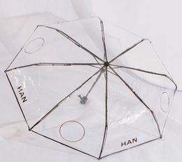 Designer Transparent Umbrellas Female Letter Pattern Folding Fullautomatic Umbrella9197050